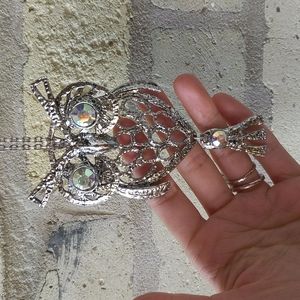 Vintage Rhinestone Owl Necklace